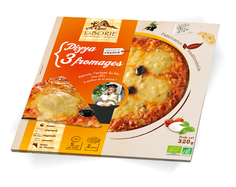 Pizza aux 3 fromages La Borie Bio packaging