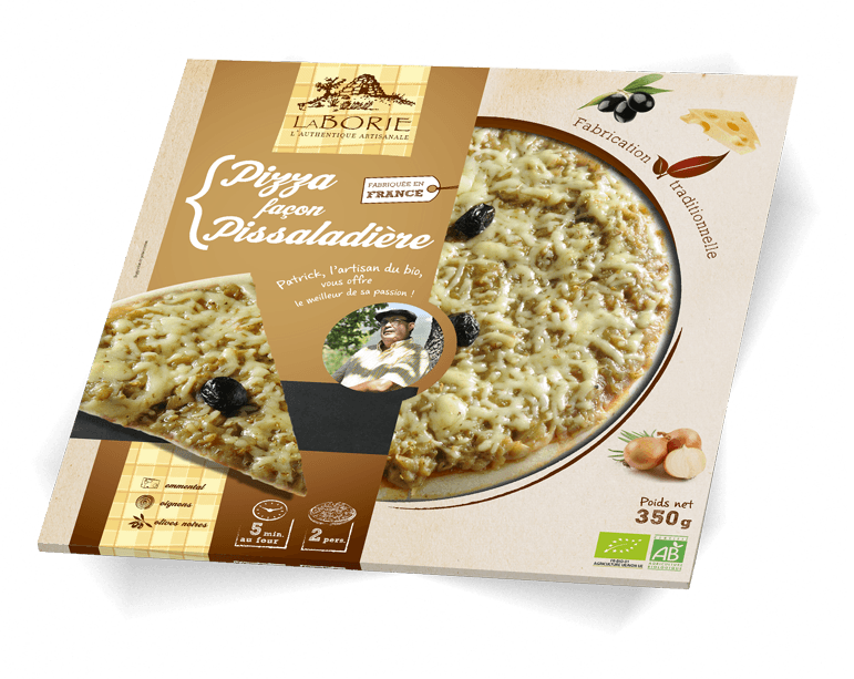 Pizza façon pissaladière La Borie Bio packaging